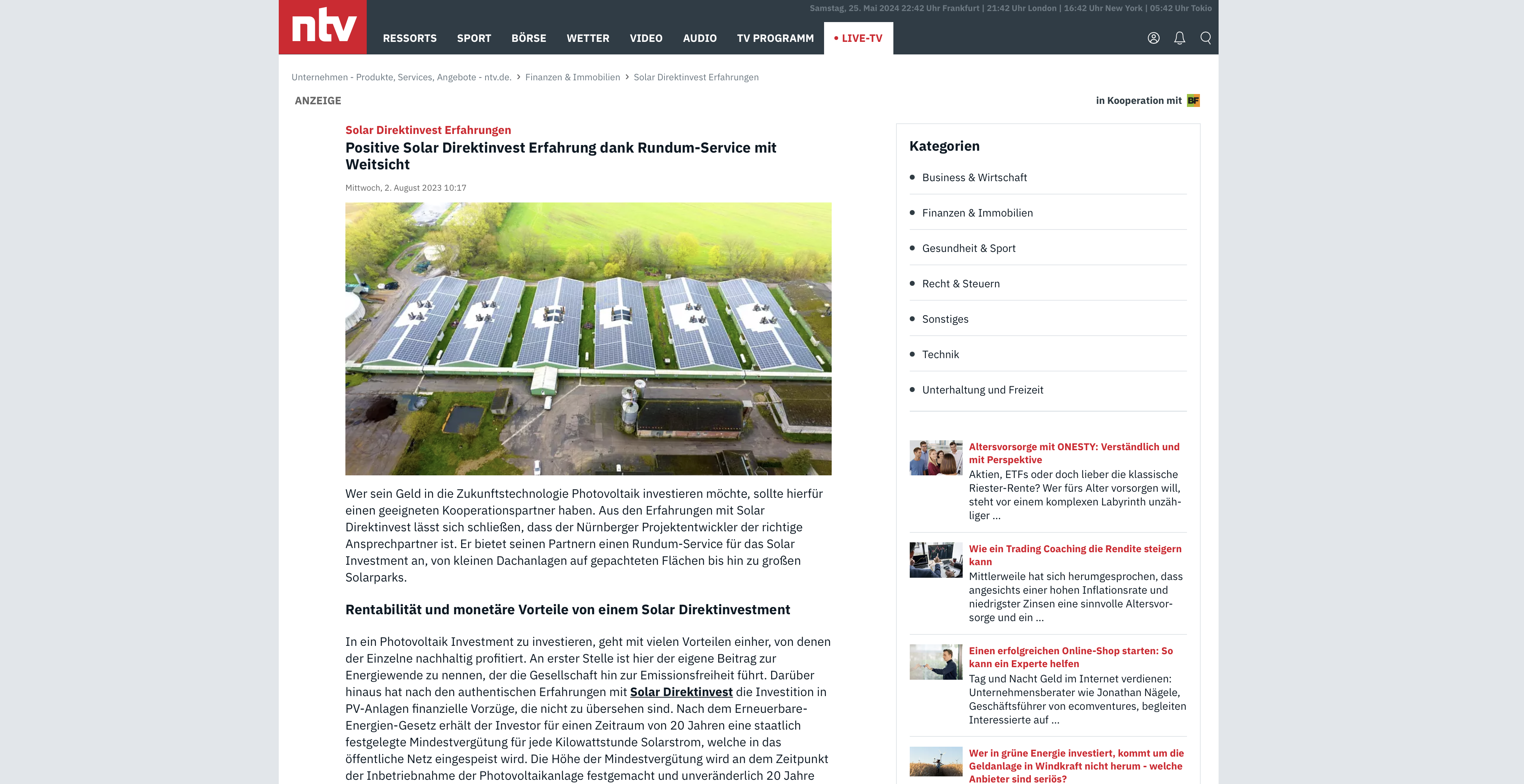 NTV Advertorial Beispiel NTV Advertorial Beispiel